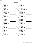Square Roots Worksheet With Answer Key
