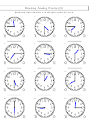Reading Analog Clocks (G) Worksheet With Answer Key Printable pdf