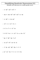 Simplifying Quadratic Expressions Worksheet With Answer Key