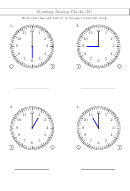 Reading Analog Clocks Worksheet With Answer Key