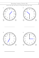 Reading Analog Clocks Worksheet With Answer Key