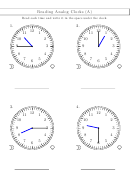 Reading Analog Clocks Worksheets With Answer Keys Printable pdf