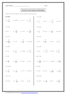 Percent Into Fraction And Decimal Worksheet With Answer Key Printable pdf