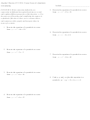 Vertex Form Of A Quadratic Worksheet With Answer Key - Algebra I, Mathematics High School