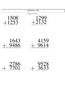 Addition (h) Worksheet With Answer Key
