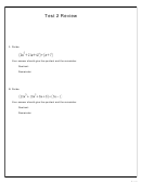 Math Test 2 Worksheets