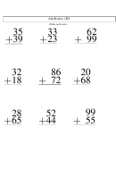Addition 2 Digits Worksheet With Answer Key Printable pdf