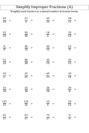 Simplifying Improper Fractions Worksheet With Answer Key Printable pdf