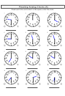 Reading Analog Clocks Worksheets With Answer Keys