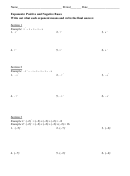 Positive And Negative Bases Of Exponent Worksheet With Answer Key Printable pdf