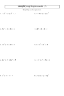 Simplifying Expressions Worksheet With Answers printable pdf download