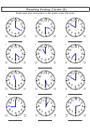 Reading Analog Clocks Worksheet With Answer Key