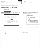 Finding The Vertex - Algebra Worksheet With Answers