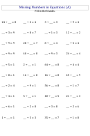 Missing Numbers In Equations - Equation Worksheet With Answers Printable pdf
