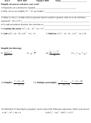 Mat 1101 (summer 2010) - Simplifying Numerical Expressions Worksheet