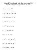 Simplifying Quadratic Expressions Worksheet With Answer Key Printable pdf
