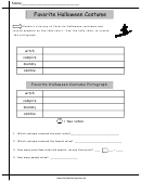 Favorite Halloween Costume - Tally Chart And Pictograph Worksheet
