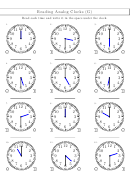 Reading Analog Clocks Worksheet With Answer Key