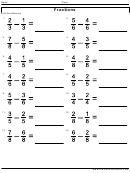 Subtraction Of Fractions Worksheet With Answer Key