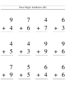 One-digit Addition Worksheet With Answer Key