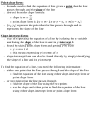 Point-slope Form And Slope-intercept Form Worksheet With Answer Key