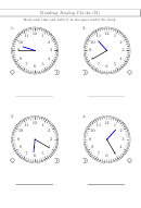 Reading Analog Clocks (B) Worksheet With Answer Key Printable pdf