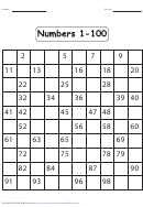 Numbers 1-100 Worksheet With Answer Key