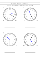 Reading Analog Clocks (c) Worksheet With Answer Key
