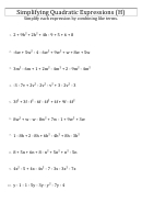 Simplifying Quadratic Expressions Worksheet With Answer Key