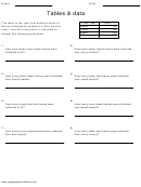 Tables & Data Worksheet With Answer Key Printable pdf