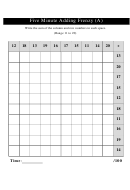 Five Minute Adding Frenzy Addition Worksheet With Answer Key