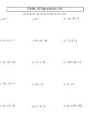Order Of Operations Worksheet With Answer Key