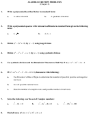 Algebra Ii Review Problems Worksheet With Answer Key - 11th Grade Printable pdf