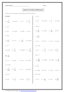 Percent, Fraction And Decimal Worksheet With Answer Key