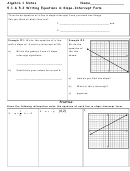 Writing Equations In Slope-intercept Form Worksheet