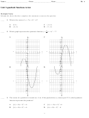 Quadratic Functions Review Worksheets With Answer Key Printable pdf