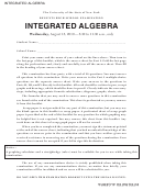 Regents High School Examination - Integrated Algebra Worksheet - The University Of The State Of New York, 2010 Printable pdf