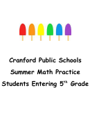 Summer Math Practice Worksheet - 5th Grade, Cranford Public Schools