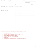 Lesson 76 Quadratic Equation Worksheet - Mr. Jones