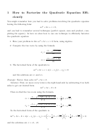 Factorizing The Quadratic Equation Efficiently Worksheet With Answer Key - Ubc Math