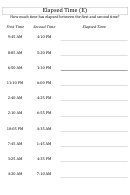 Elapsed Time Worksheet With Answer Key