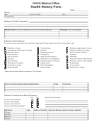 Fillable Health History Form - Hosa Medical Office Printable pdf