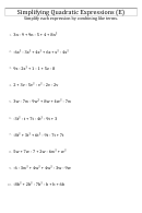 Simplifying Quadratic Expressions Worksheet With Answers Printable pdf