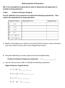 Exploring Rules Of Exponents Worksheet