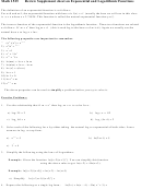 Math 1525 Exponential And Logarithmic Functions Worksheet - The Math Department Printable pdf