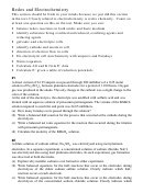 Redox And Electrochemistry Worksheet With Answer Key