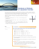 1.3 Maximum Or Minimum Of A Quadratic Function Worksheet - Mcgraw-hill Education Canada
