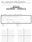 Unit 5 - Analytic Geometry Equation Of A Line In 'slope Y-intercept' Form Worksheet