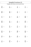 Simplify Fractions Worksheet With Answer Key Printable pdf