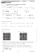 7-3 Practice Logarithms And Logarithmic Functions Worksheet - Moc-Floyd Valley Community School District Printable pdf